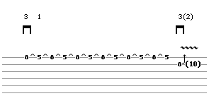 Vibrating bent string - exercise 2 (guitar tablature)