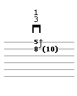A Unison string bend depicted in a guitar tab - example 2